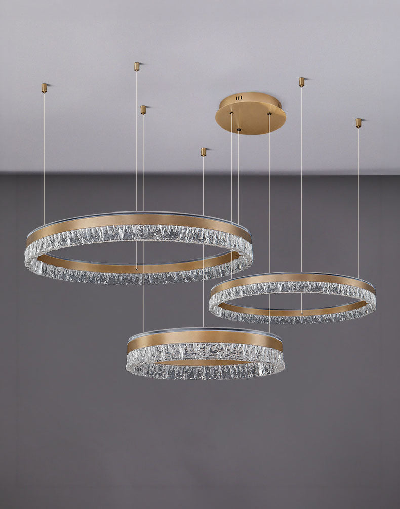 Neo Triple Ring Aluminum Ice Pattern Pendant Light D0043P