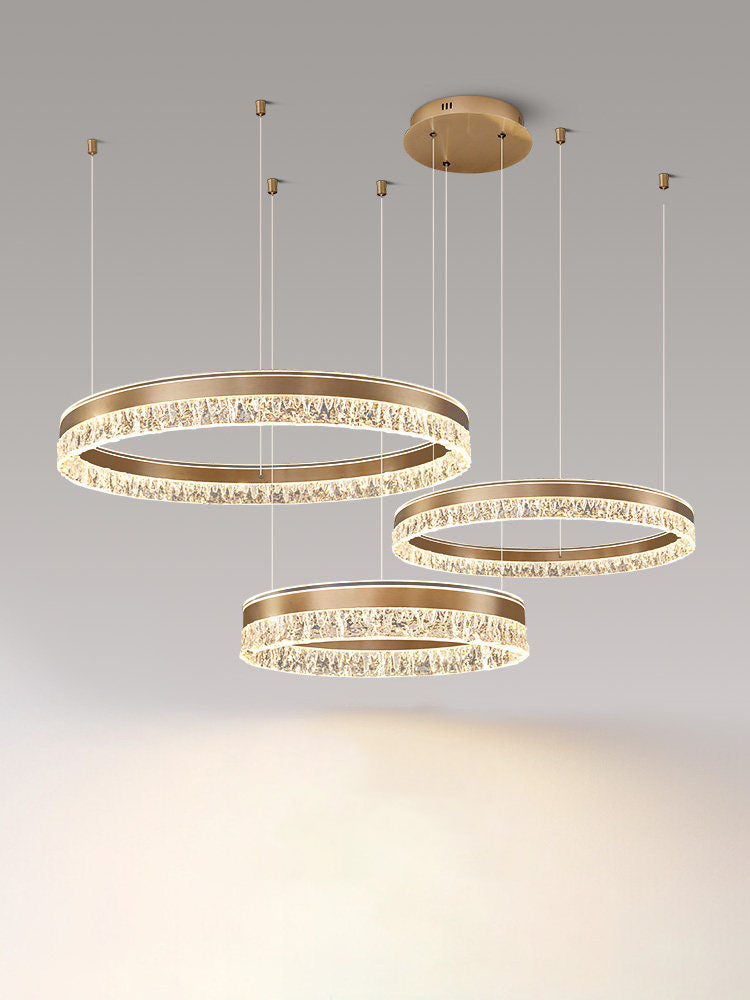 Neo Triple Ring Aluminum Ice Pattern Pendant Light D0043P
