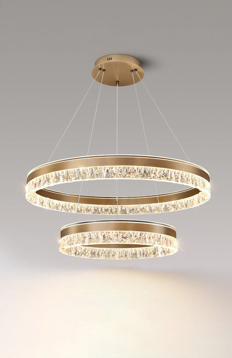 Neo Double Ring Aluminum Frosted Chandelier D0042