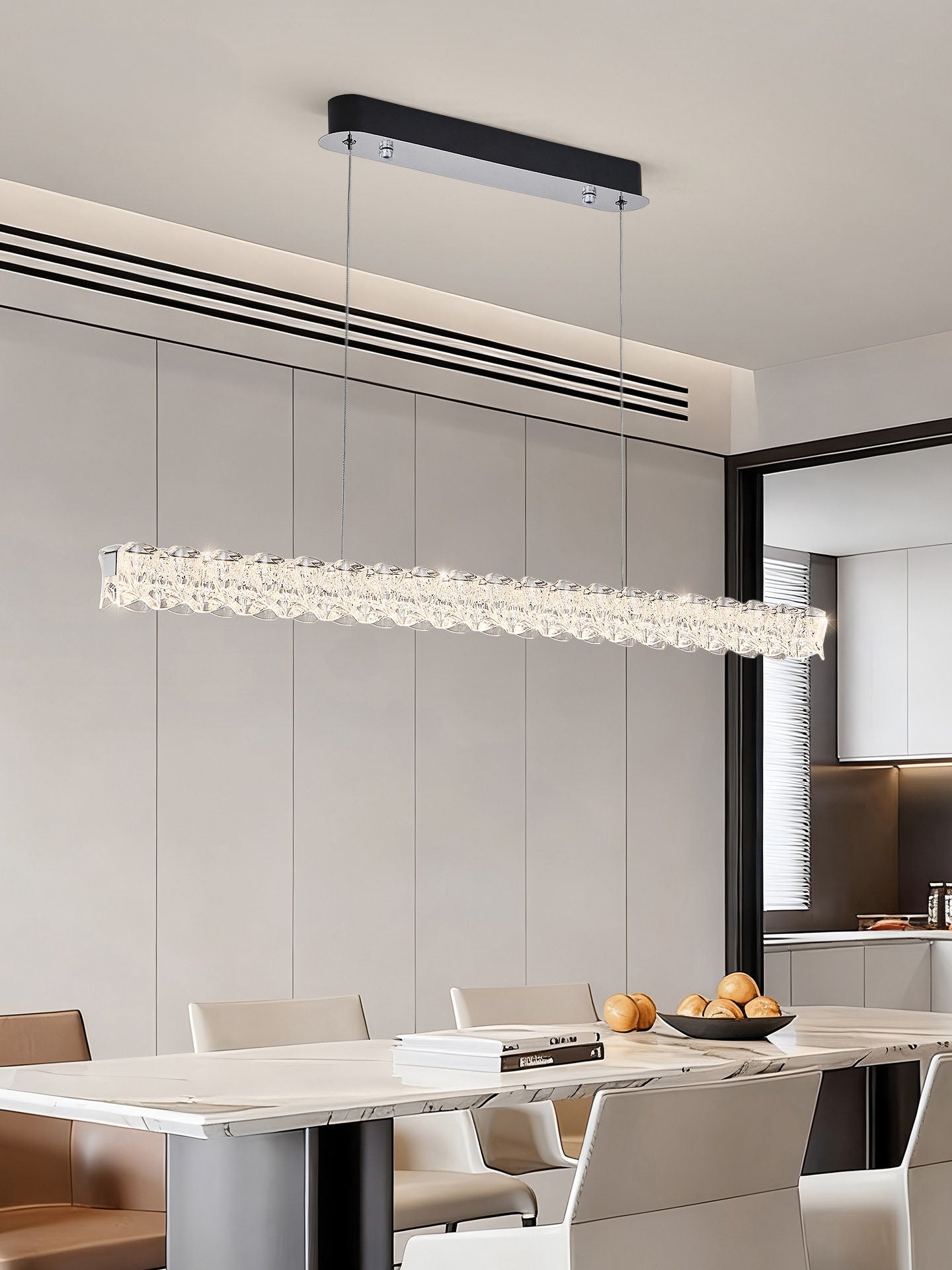 Pixel Long Strip Stainless Steel Textured Pendant Light D002C