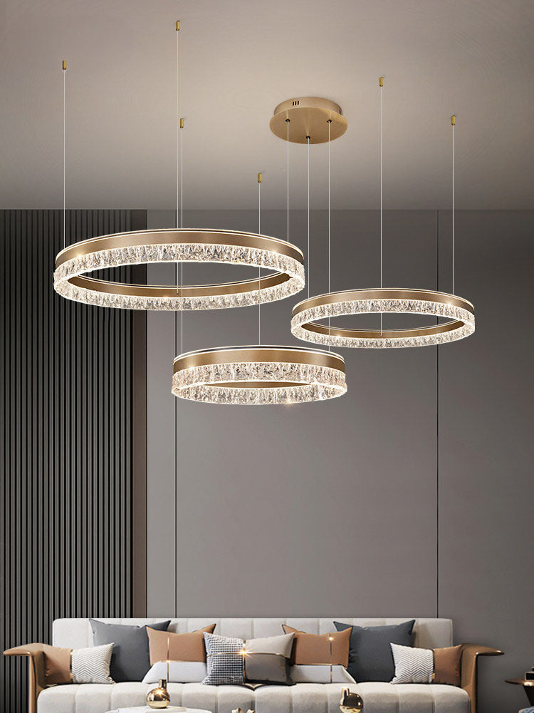 Neo Triple Ring Aluminum Ice Pattern Pendant Light D0043P