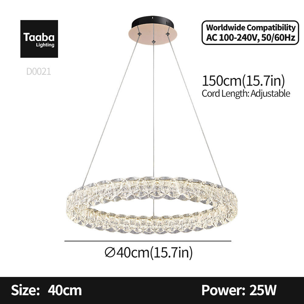Pixel Single Ring Stainless Steel Textured Pendant Light D0021