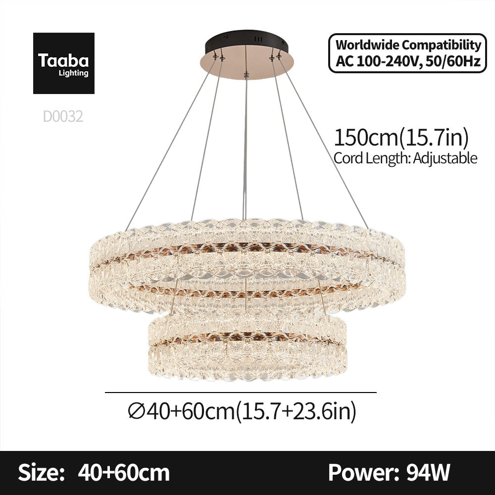 Axis Double Ring Aluminum Textured Pendant Light D0032
