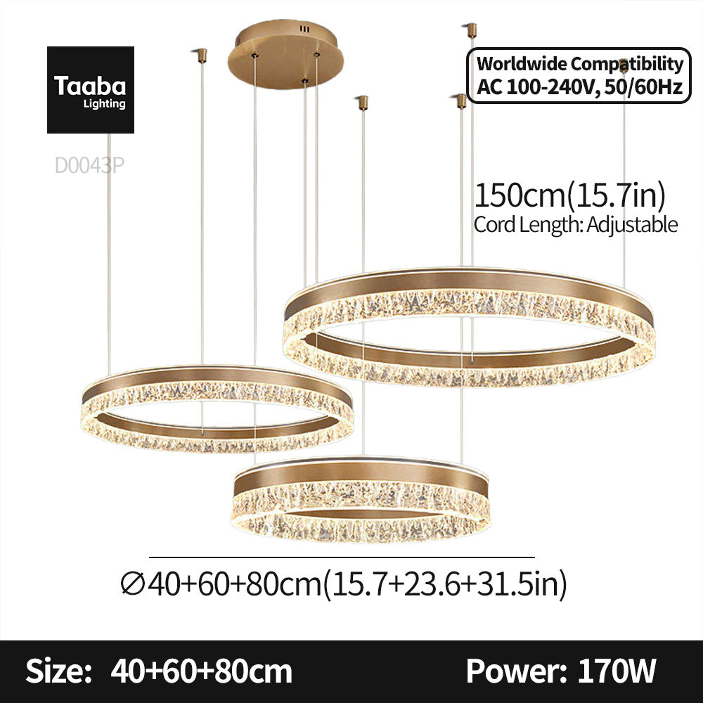 Neo Triple Ring Aluminum Ice Pattern Pendant Light D0043P