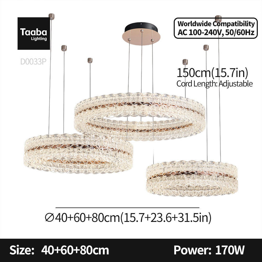 Axis Three Ring Aluminum Textured Pendant Light D0033P