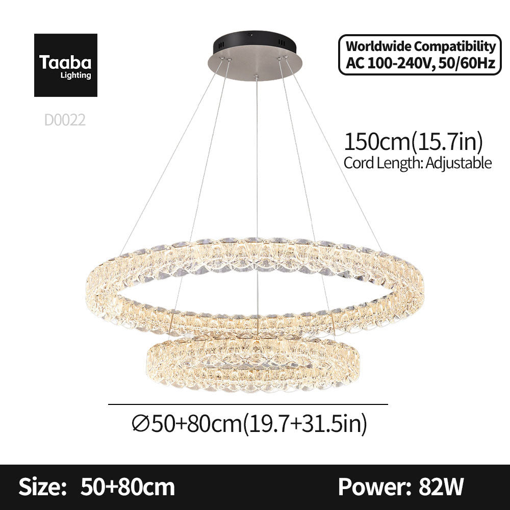 Pixel Double Ring Stainless Steel Textured Pendant Light D0022