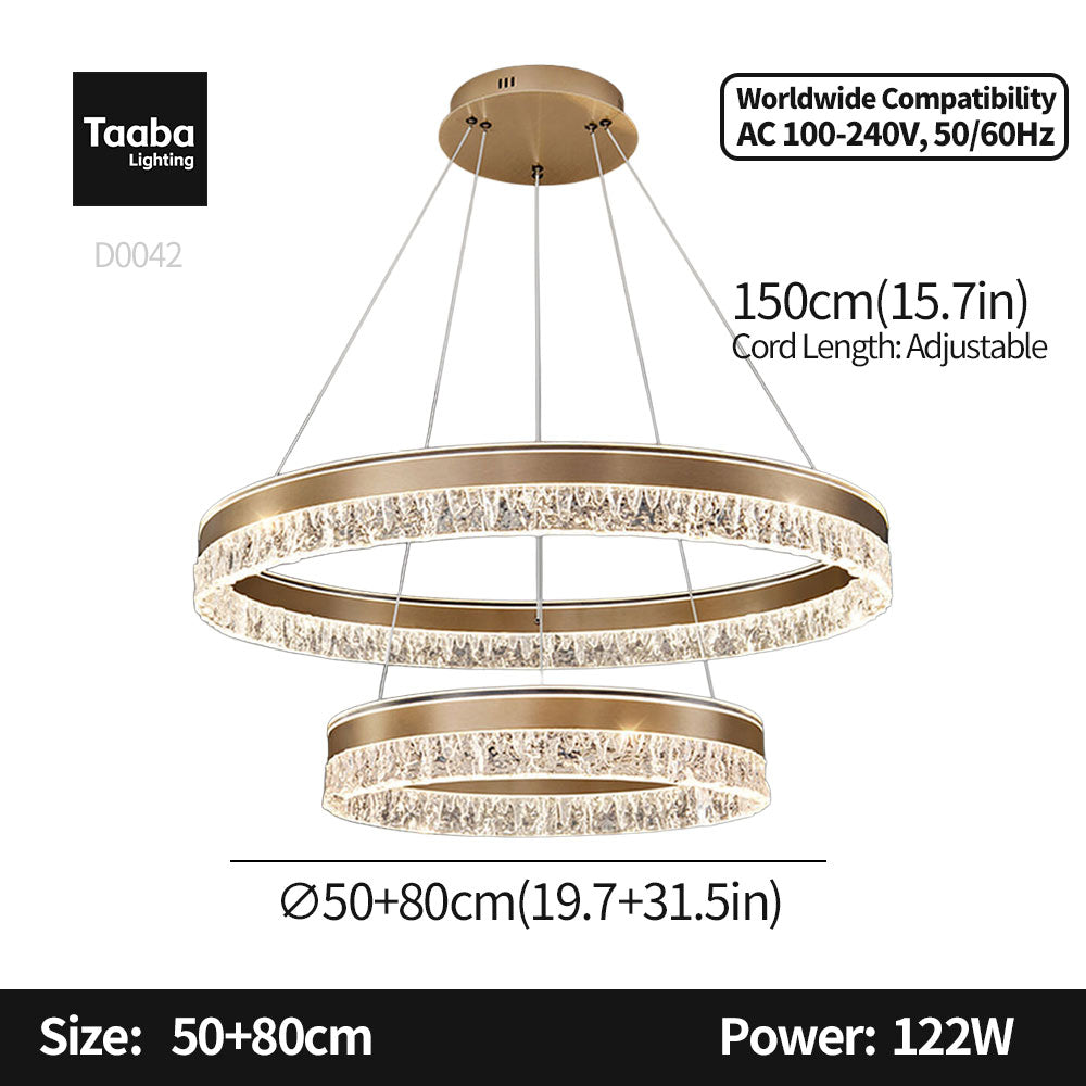 Neo Double Ring Aluminum Frosted Chandelier D0042