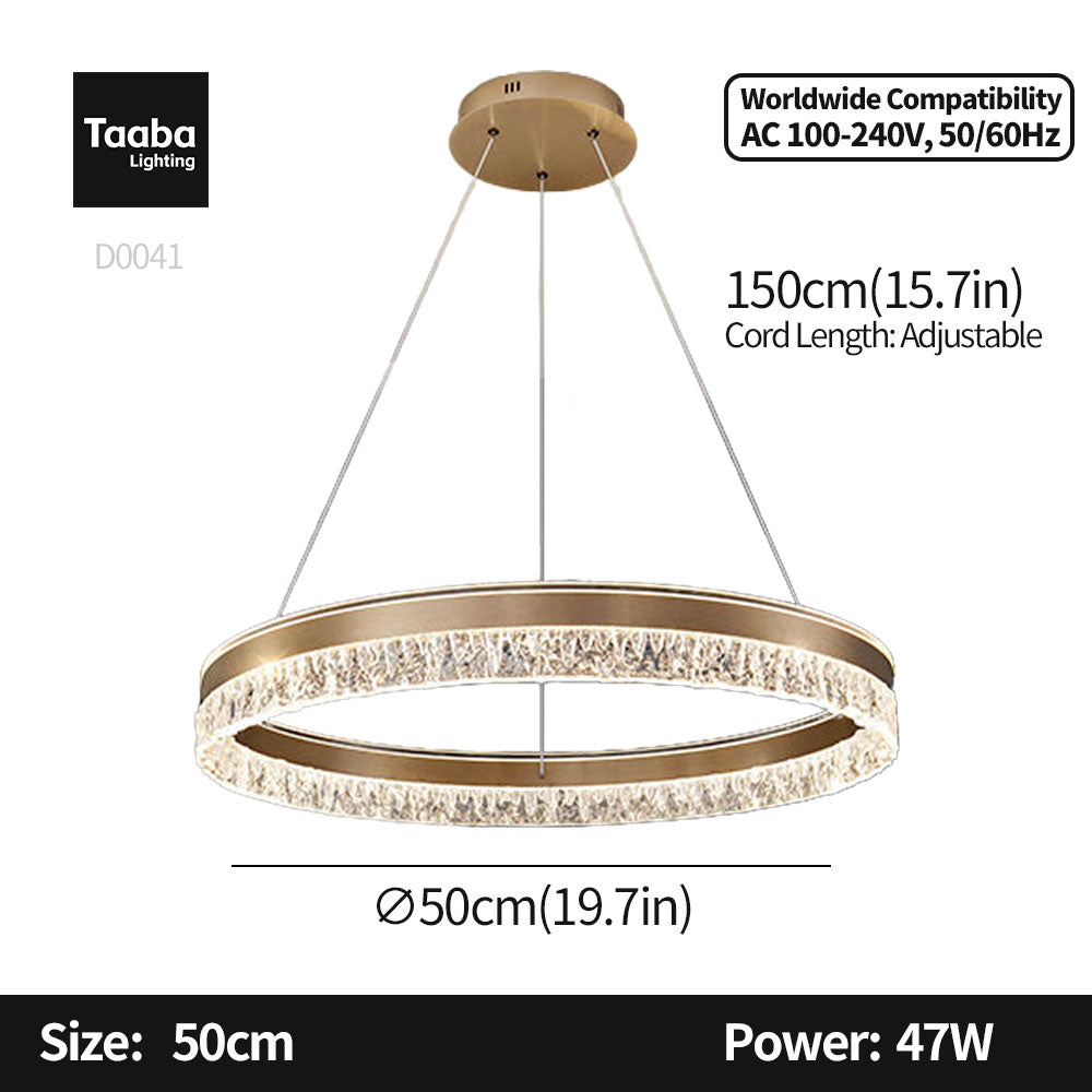Neo Single Ring Aluminum Ice Pattern Pendant Light D0041