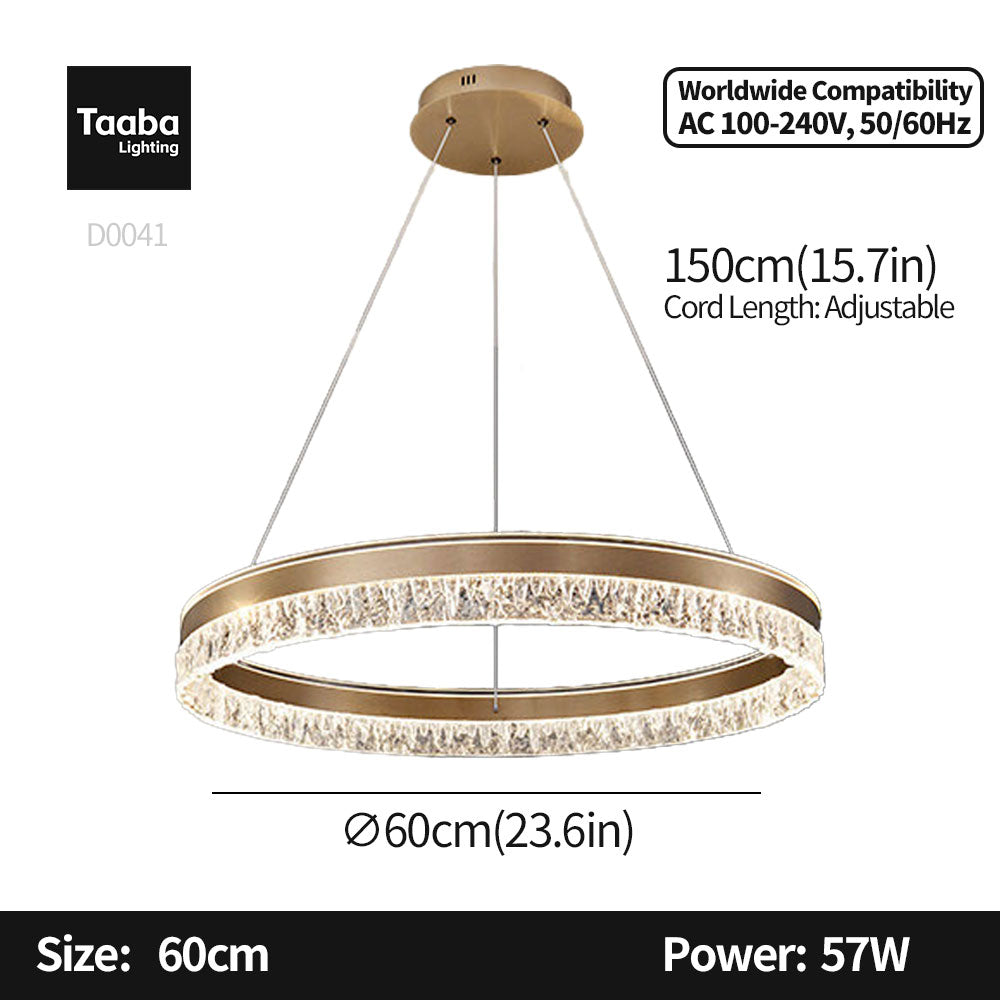 Neo Single Ring Aluminum Ice Pattern Pendant Light D0041