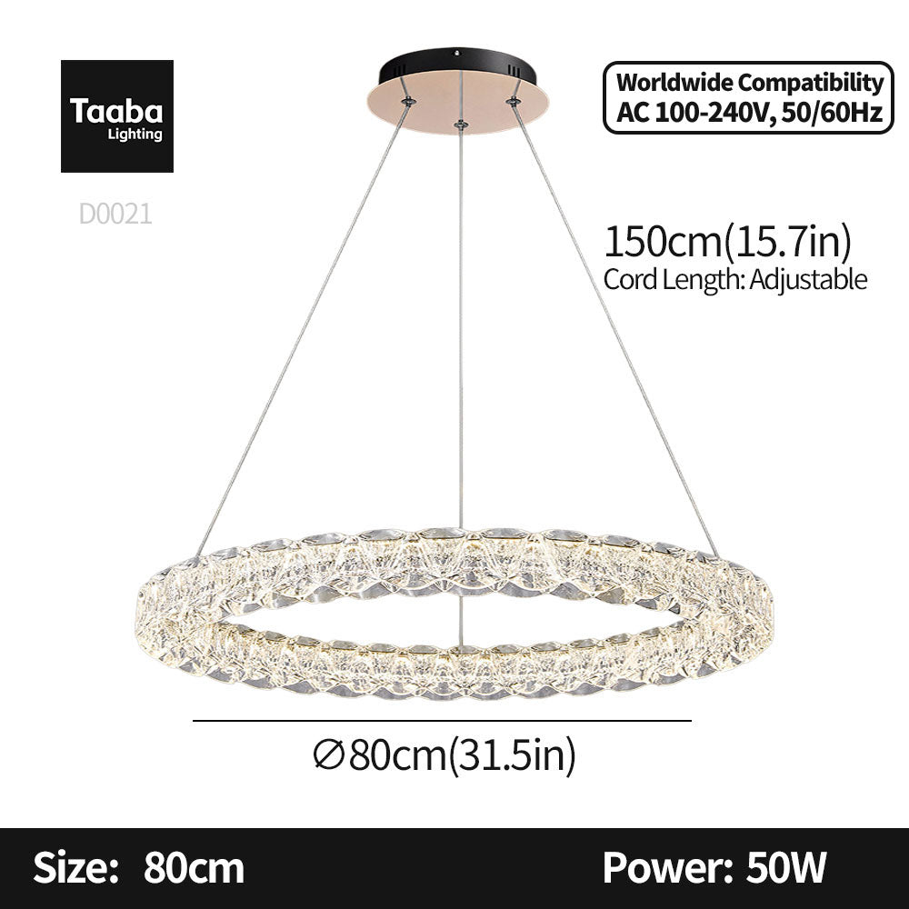 Pixel Single Ring Stainless Steel Textured Pendant Light D0021