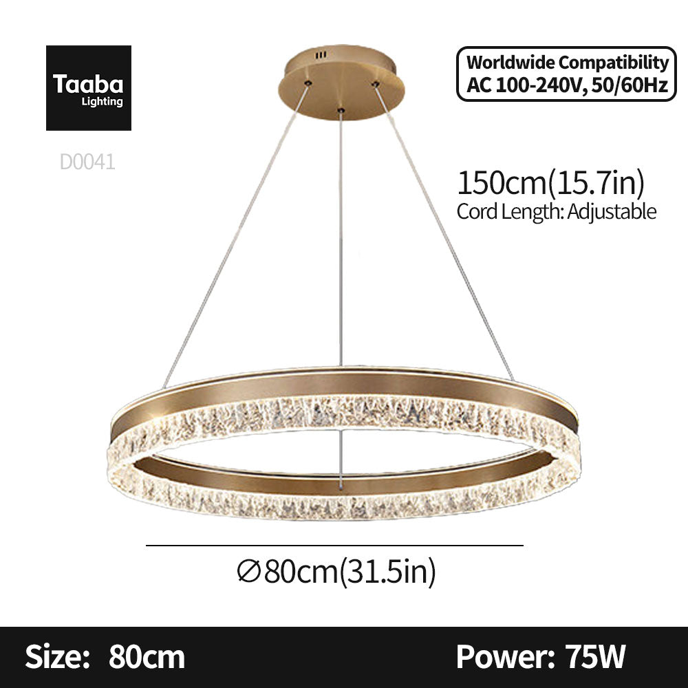 Neo Single Ring Aluminum Ice Pattern Pendant Light D0041