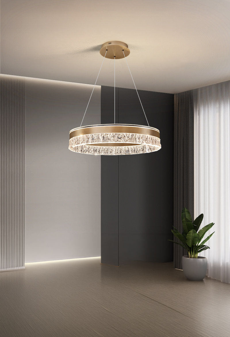 Neo Single Ring Aluminum Ice Pattern Pendant Light D0041