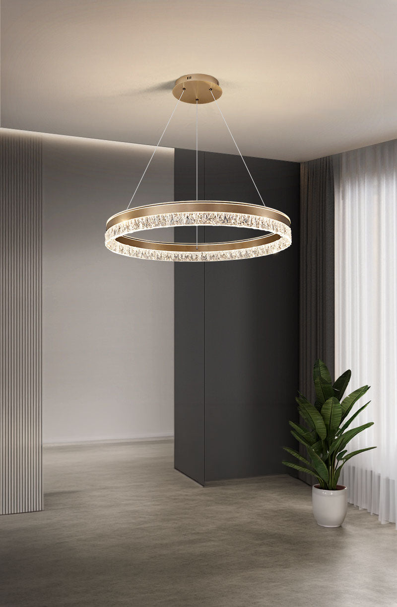 Neo Single Ring Aluminum Ice Pattern Pendant Light D0041